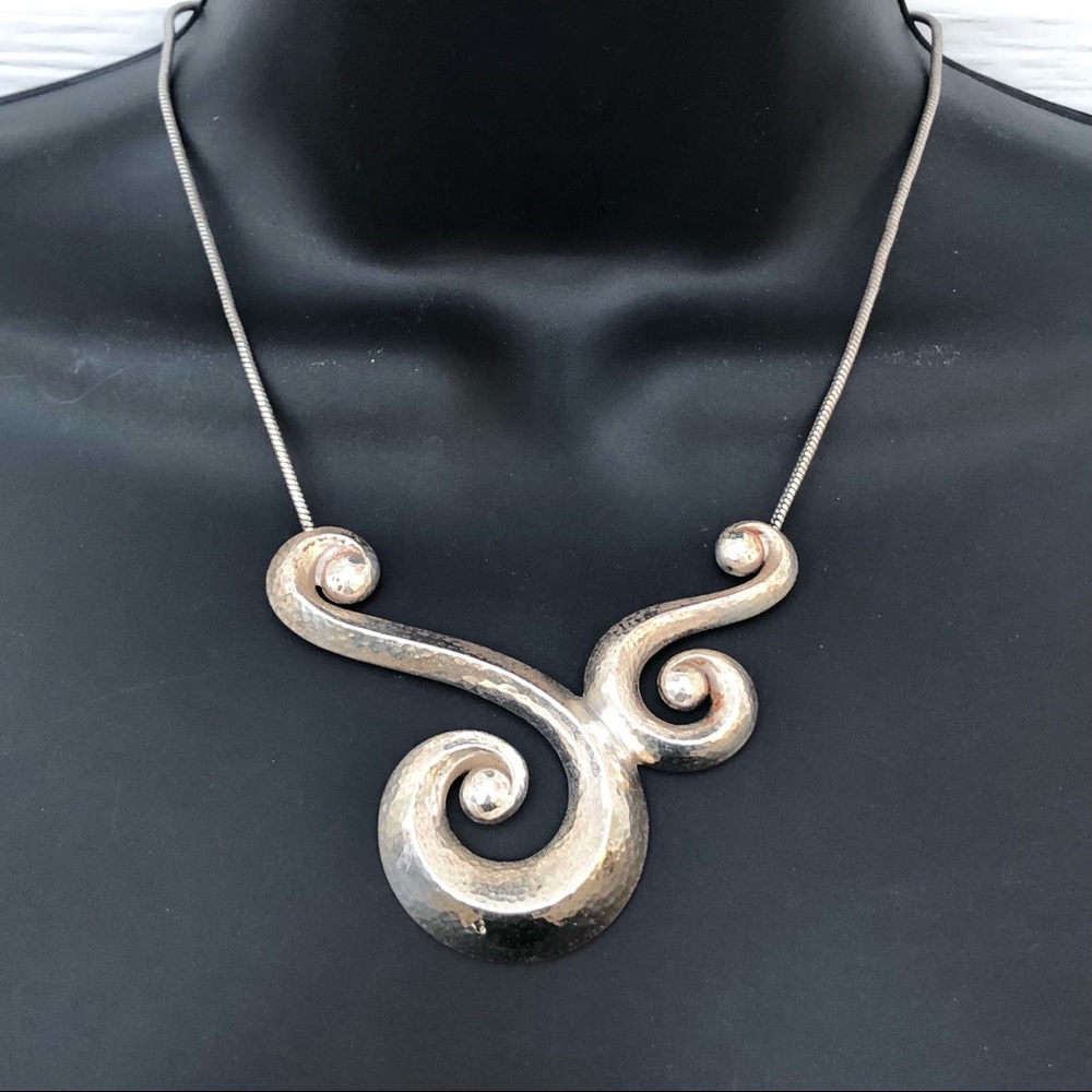 Brighton Silver Swirl Statement Necklace